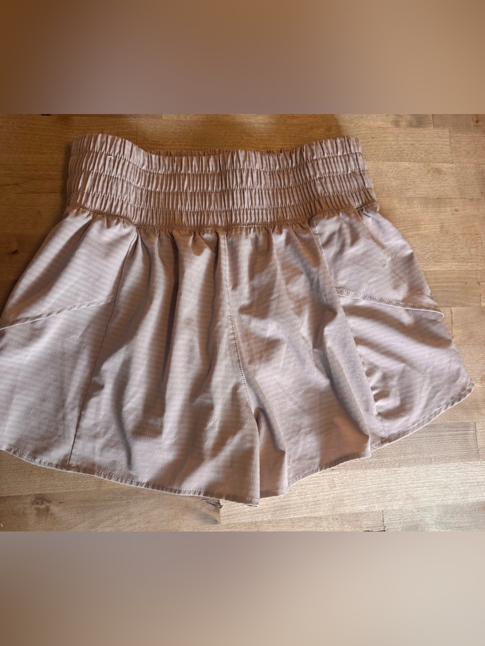 Calia Women's Layered Hem striped Athletic Shorts in Light Taupe - Picture 4 of 8